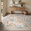 Tapis lavable antidérapant doux à motif floral beige et rosé-61771142-57361460