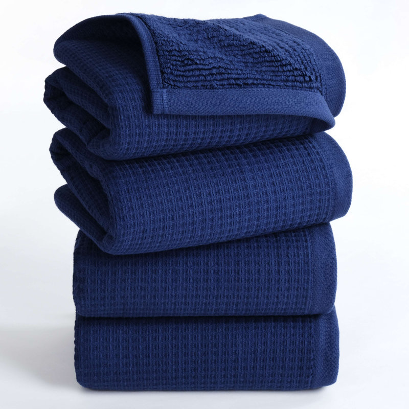 Essuie-mains luxueux 100% coton 4 pièces, Marine