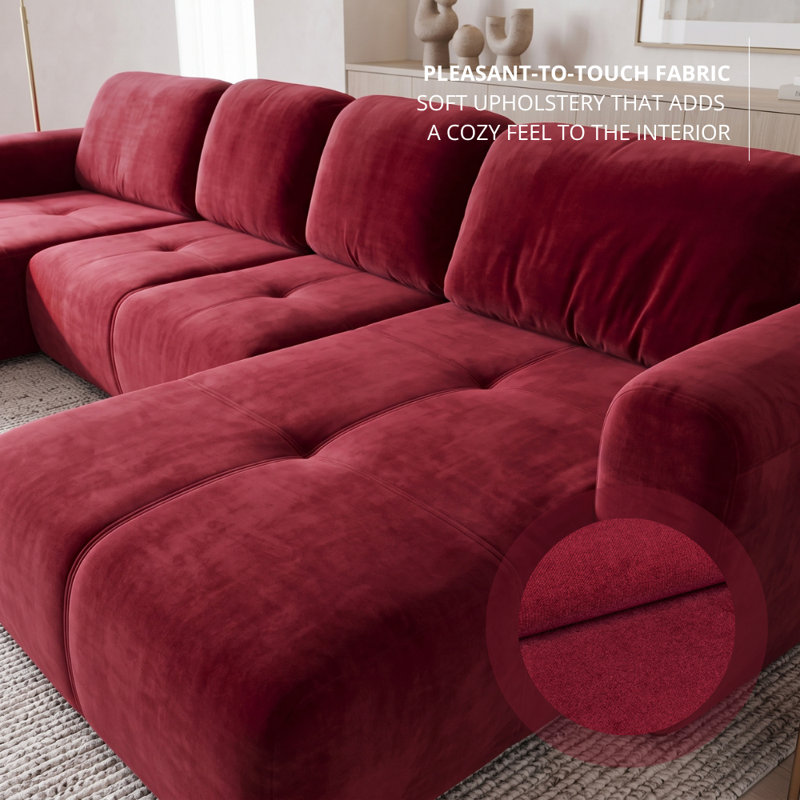 Bingo U-Shaped 6 Seater Sofa Bed, Red KRONOS 2