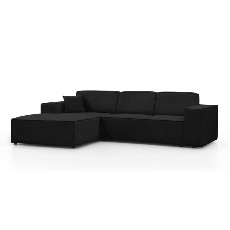 Avionna 4 Seater Sofa & Chaise, Black, Left Hand Facing