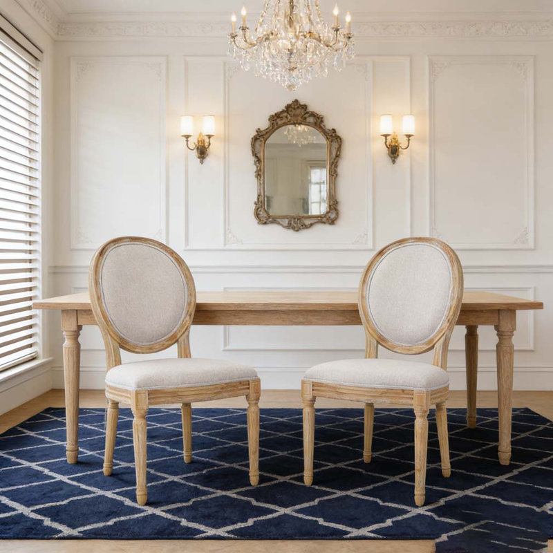 Ensemble de chaises de salle à manger, Beige, Brun