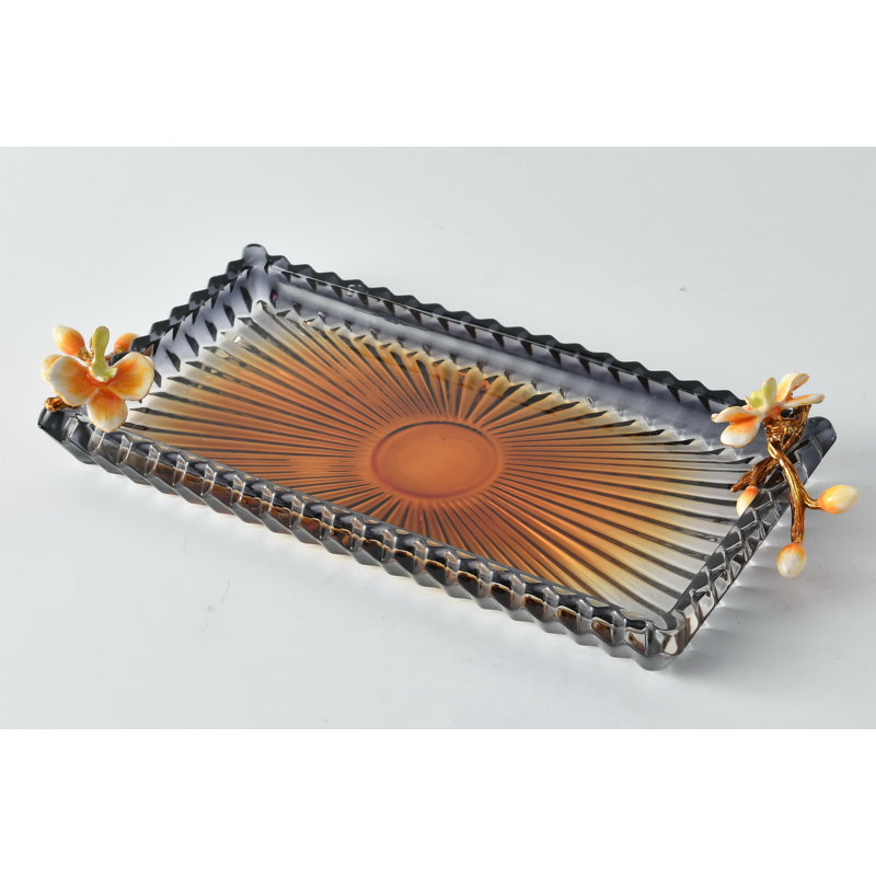 Plateau en verre Golden Blossom                                                              