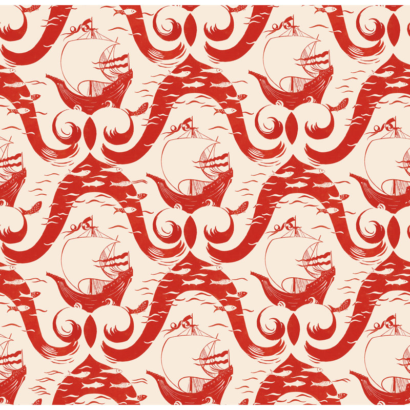 Paule Marrot Geometric Wallpaper Double Roll, Red