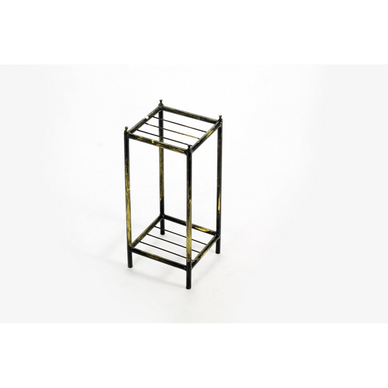 Petit support pour plante carrée en métal à 2 niveaux Stone Slab, H 17,02 po x l 7,52 po x P 7,52 po