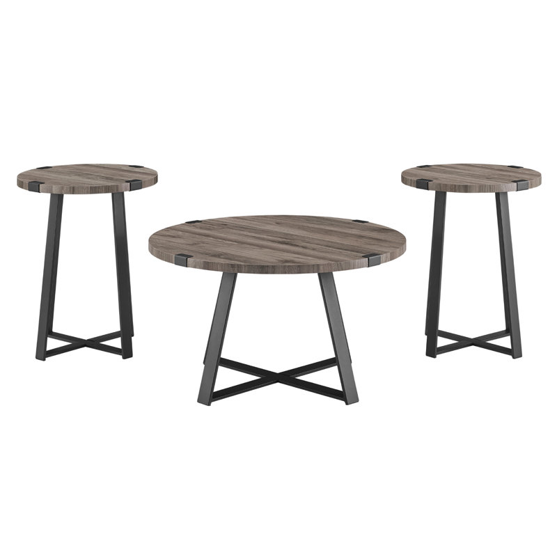 Ensemble de tables basses 3 pièces Paramus e, Gris ardoise