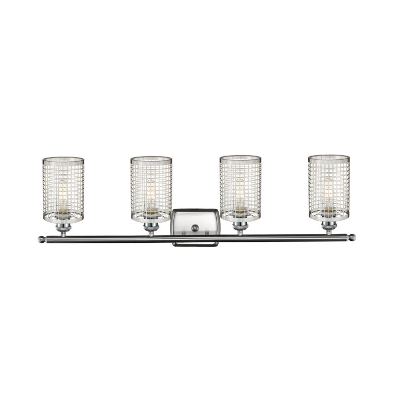 Éclairage pour meuble-lavabo à 4 lumières à intensité variable Peraza, Nickel satiné, Nickel satiné