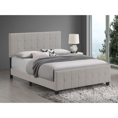 Très grand lit tapissier beige, style panneau, rembourrage doux, complément à la chambre à coucher classique, sommier pour soutien doucement enveloppé dans un tissu, structure, pièce de décoration de chambre à coucher, longévité