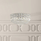Petit Crystal Deluxe 5 Light 12in x 8in Flush Mount in Silver with Clear Radiance Crystals