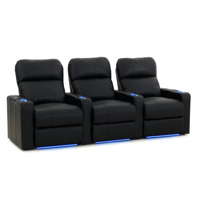 Faux Leather Home Theater Seating with Cup Holder