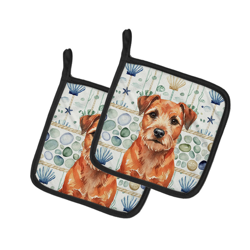 Paire de poignées en verre Red Border Terrier