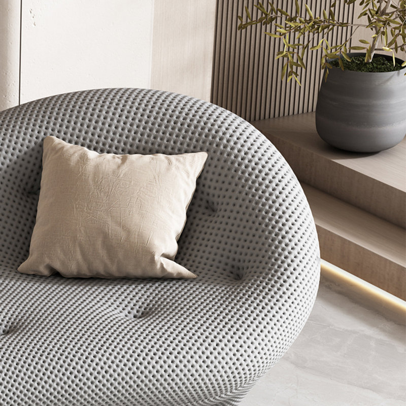 Chaise longue rembourrée Creative Simple Leisure Home, Gris clair, Accoudoir à droite (vu de face)
