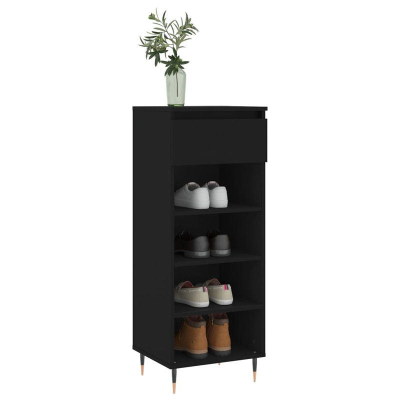 4 Pair Shoe Storage Cabinet, Black