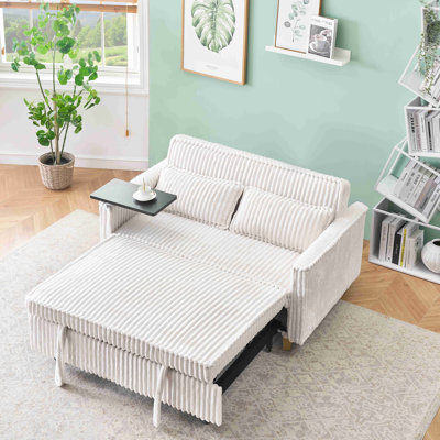 Pull-out Sofa with a Movable Tabletop and USB Ports