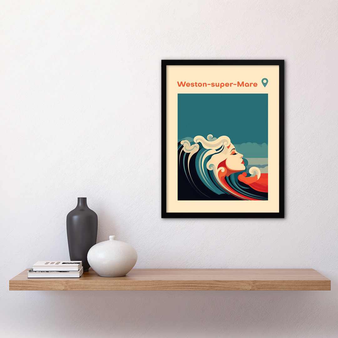 Eveland The Seaside Calls Weston Super Mare Beach England Modern Waves Sea Siren - Single Picture Frame Print