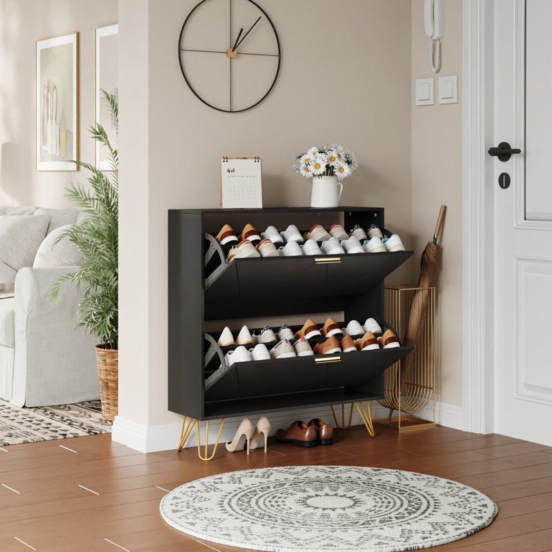 Belper 18 Pair Shoe Storage Cabinet, Black