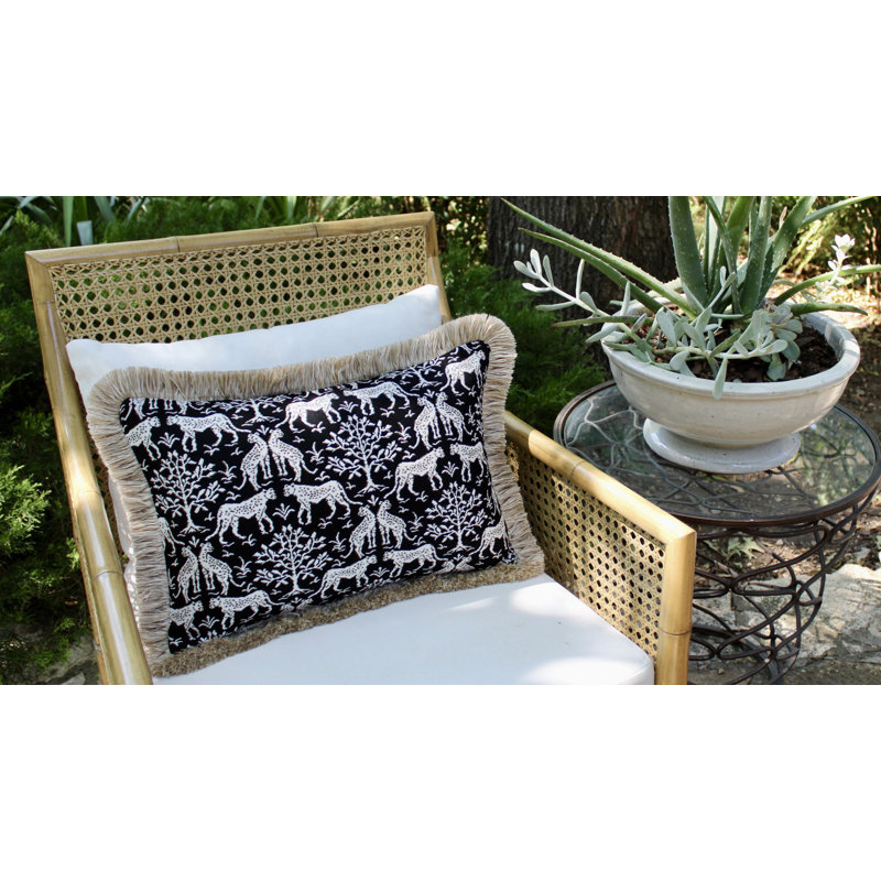 Indoor/Outdoor Pillow Cover & Insert, Rectangular, Black/White, 14" H x 20" W