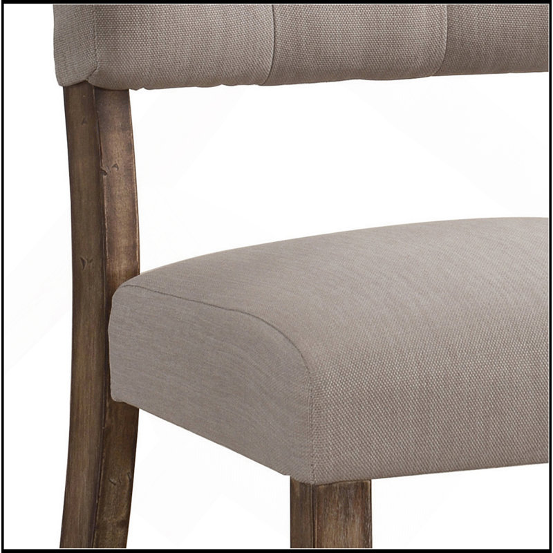 Ensemble de 2 chaises d'appoint à dossier capitonné beige et chêne vieilli