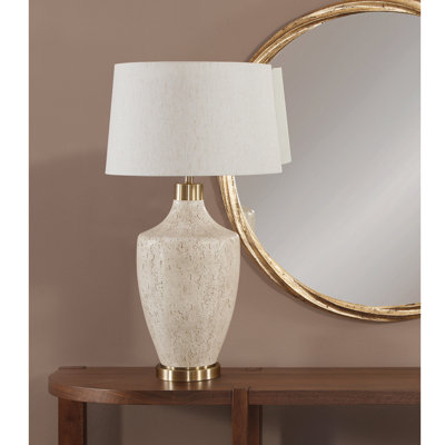 Adelyn 34" Ribbed White Ceramic Table Lamp