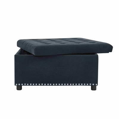 Storage Ottoman, Tufted Footstool, Nailhead Trim Ottoman, Square Storage Ottoman, Upholstered Coffee Table, Bedroom Storage, Living Room Accent Ottoman