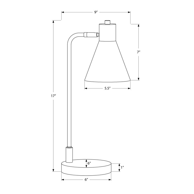 Lighting, 17 po, lampe de table, métal noir, métal argenté, contemporain, 120, À bascule
