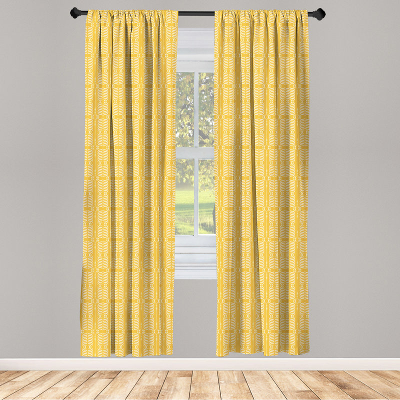 Abstract Ogee Inspired Semi-Sheer Rod Pocket Sliding Panels, 28" x 95"