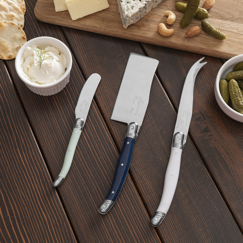 Ensemble de 3 couteaux à fromage Laguiole French Home - Sel de mer, Blanc / Vert / Bleu