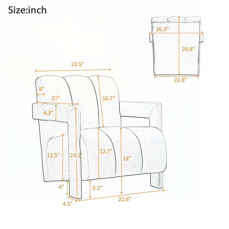 Ensemble de 2 fauteuils l 26,3 po, Polyester blanc