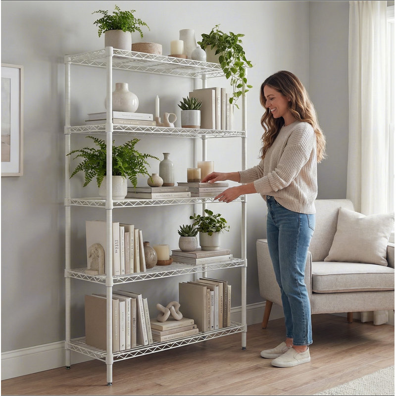 Étagères grillagées robustes à 5 niveaux réglables - supports de rangement en métal résistant à la rouille pour la cuisine, le garage, la salle de bain et le garde-manger (P 29,53 po x l 13,78 po x H 59,06 po)