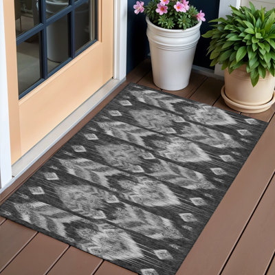Tapis intérieur / extérieur 3 pi x 5 pi noir et gris anthracite lavable