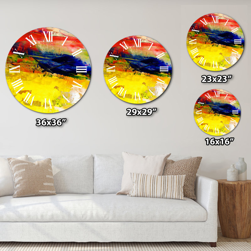 Huile sur toile texturée, composition II - horloge murale moderne, Petit