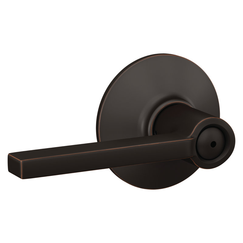 Latitude Lever Bed and Bath Door Lock, Aged Bronze