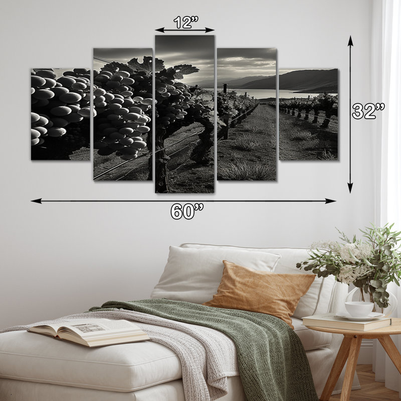 «Scenic Vineyard In Monicoloch - Reproduction d'art mural paysages - 5 panneaux