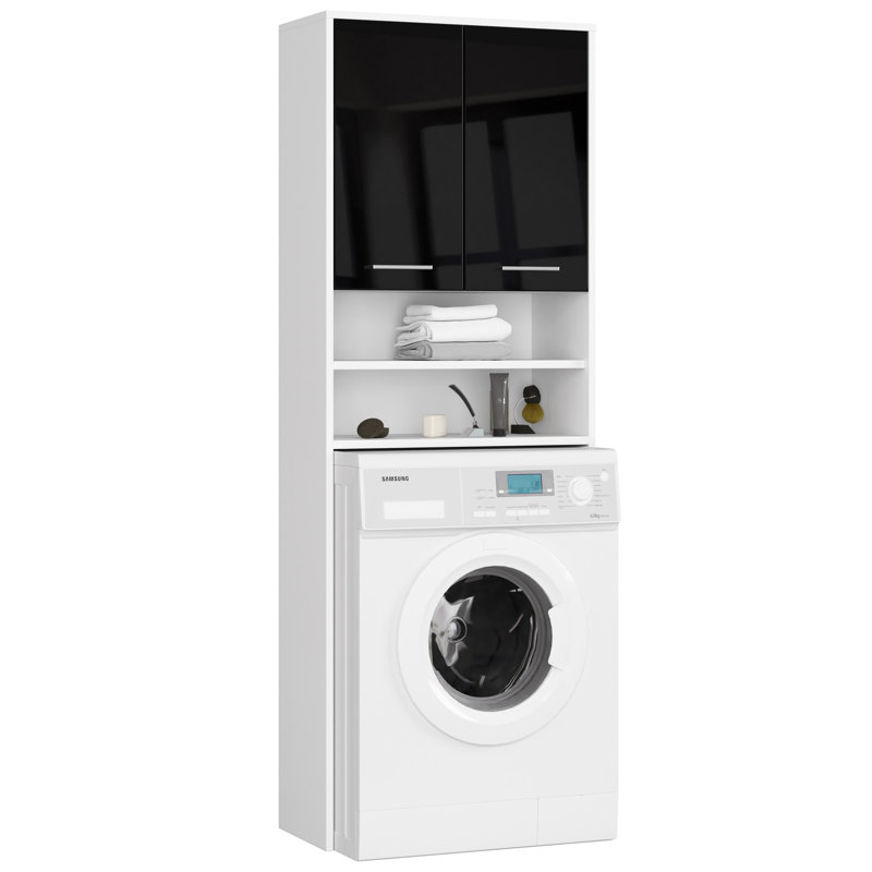 Elfgund Bathroom Cabinet, White/Black Gloss