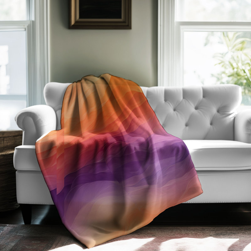 Evening Gradient - couverture sherpa de qualité supérieure 1 pièce, Grand lit