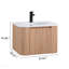 Meuble-lavabo mural de 24 po avec lavabo au design incurvé, finition en bois texturé ondulé, marbre de culture intégré intégré, meuble-lavabo flottant moderne pré-assemblé avec tiroir à fermeture en douceur