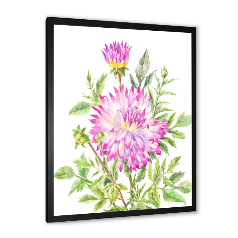 Grande fleur de dahlia rose - reproduction d'art sur toile traditionnelle, H 20 po x l 12 po x P 1,5 po