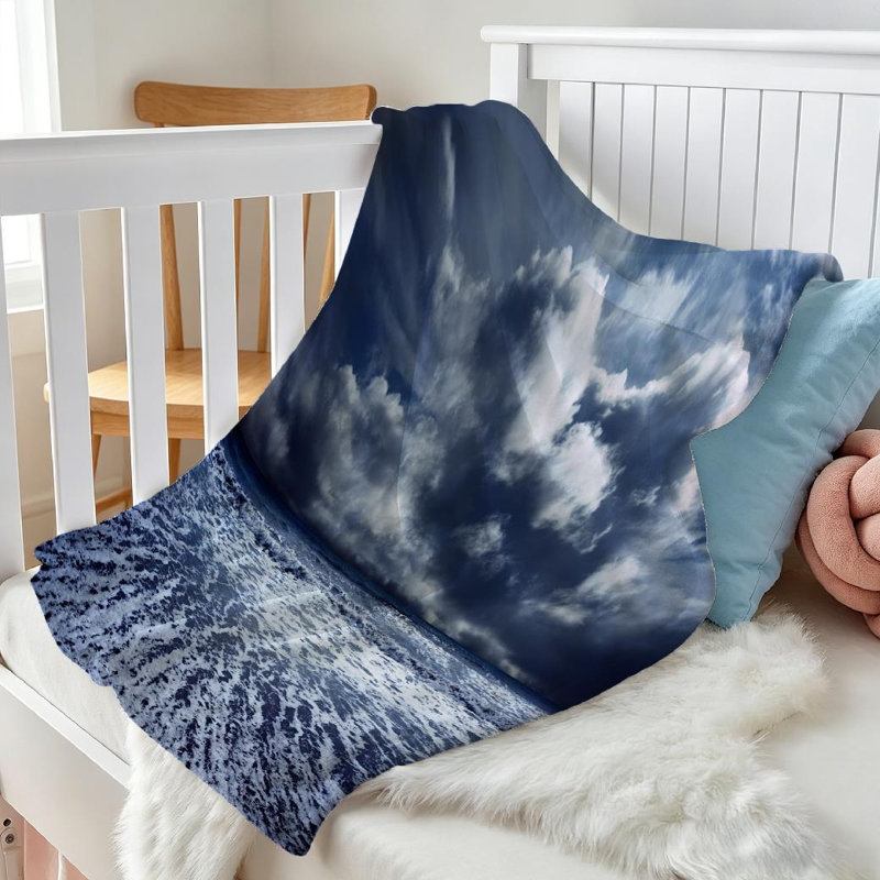 Jeté en molleton transparent ultra doux en flanelle, imprimé tempête océan ciel, Throw 30" x 40"