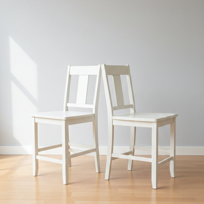 Hadley Solid Wood Counter Height Barstools In White Finish, Set of 2, Antique White