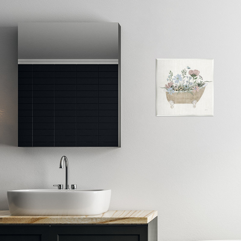 Plaque murale rustique «Botanicals in Tub», design par Janet Tava