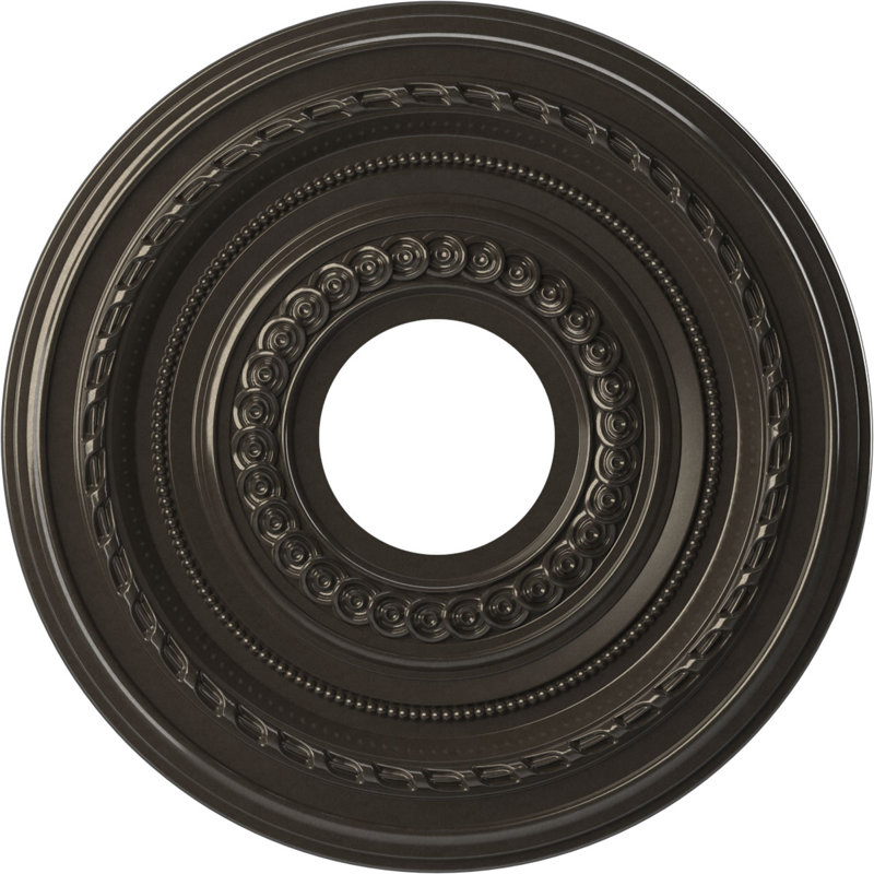 Médaillon Cole en PVC thermoformé pour plafond, Gris anthracite métallique, H 22 po x l 22 po x P 1 po