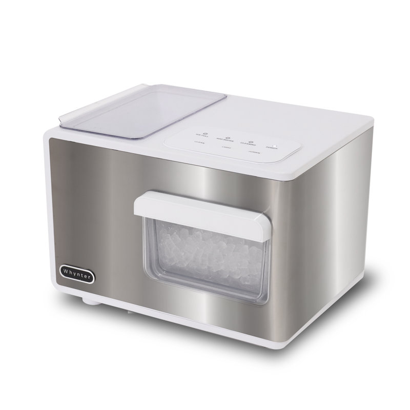 Whynter SonicSnö Countertop Nugget Ice Maker 40lbs/24hrs Chewable Pebble/Sonic Type Ice, Stainless Steel/White