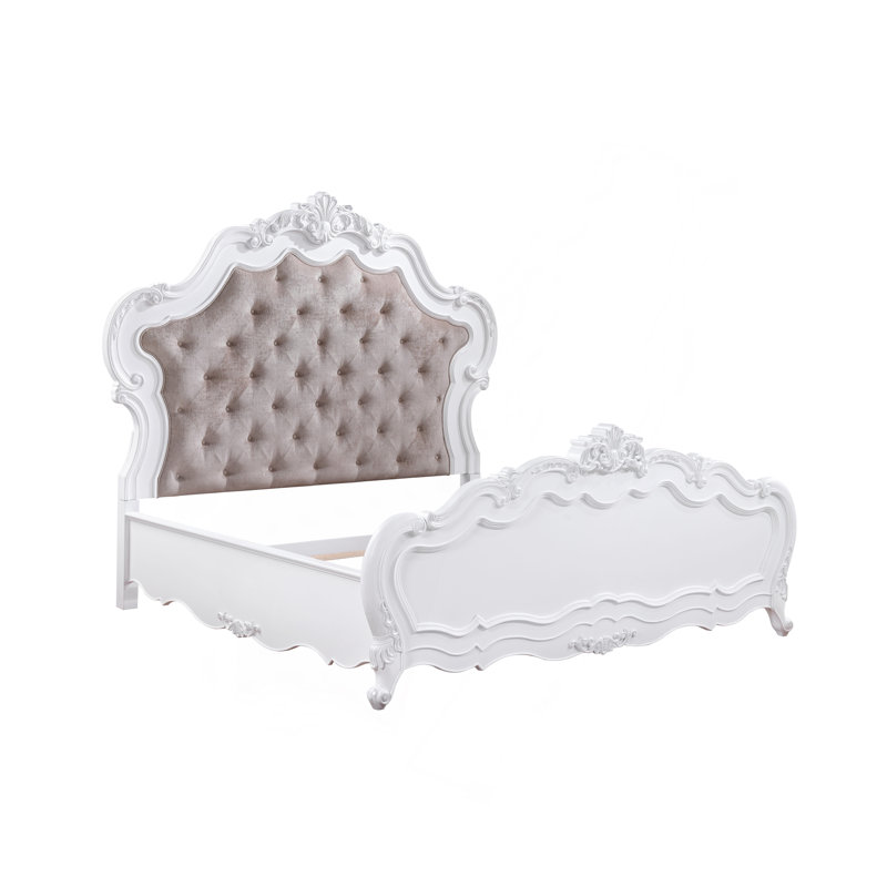 Lit en tissu Latisha et finition blanche, King