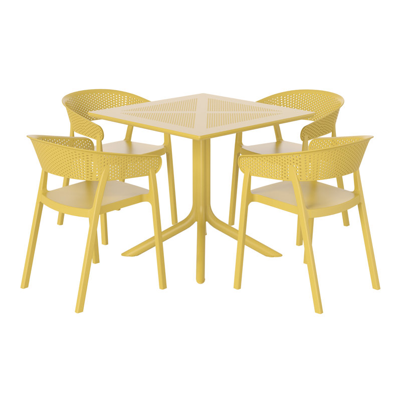 4-Person Outdoor Square Dining Set, Yellow