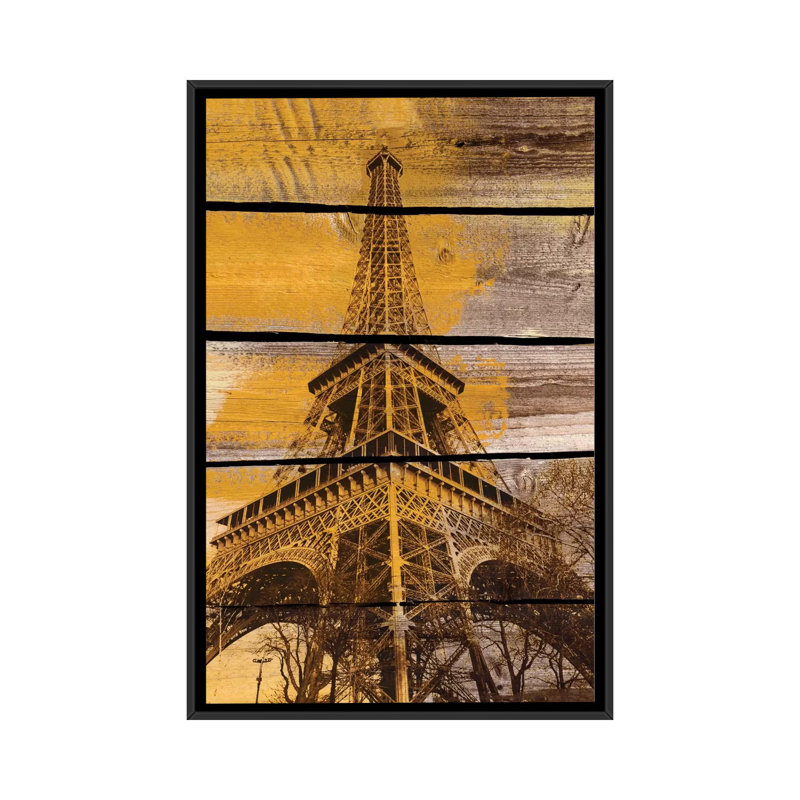 Vieille Tour Eiffel, reproduction de photo sur toile tendue, H 48 po x l 32 po x P 1,5 po, Toile encadrée noire, Pas de tapis