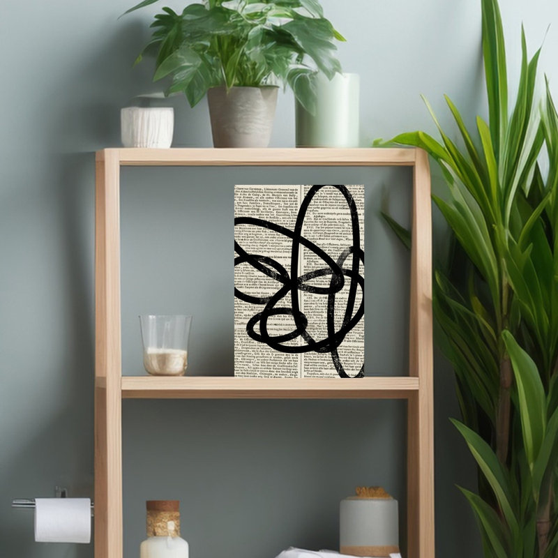 Abstract Text Lines Abstract Modern Wall Art Print 1 Piece Wrapped Canvas Wall Art, 45.72cm H x 30.48cm W