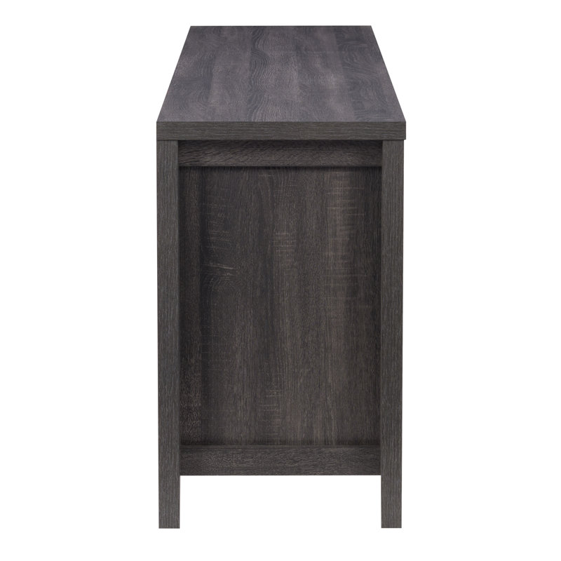 Hollywood Classic Dark Gray Entertainment Bench with Tempered Glass Doors