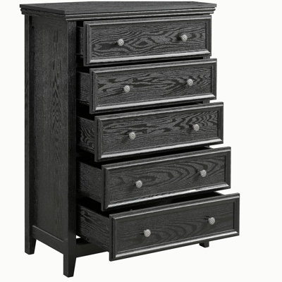 Commode 5 tiroirs Modern, commode à tiroirs, rangement pour vêtements et armoire de rangement pour le salon, rangement pour la commode, noir