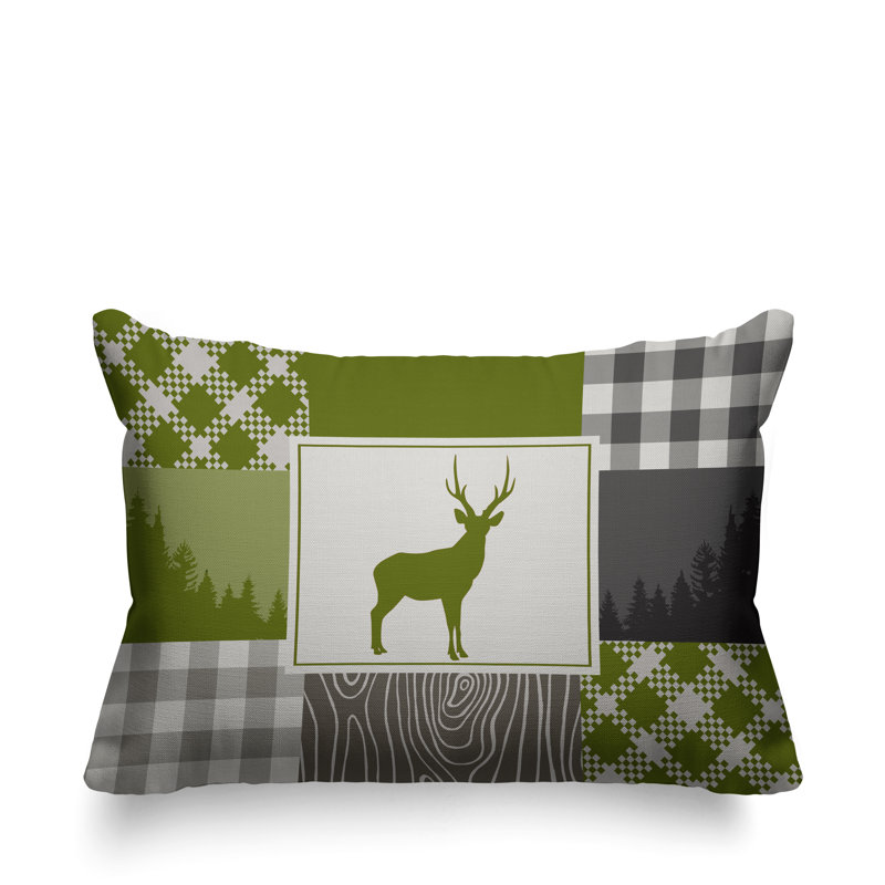 Coussin intérieur / extérieur Range Trees Cabin, Chartreuse, 14 po x 20 po, Rectangle