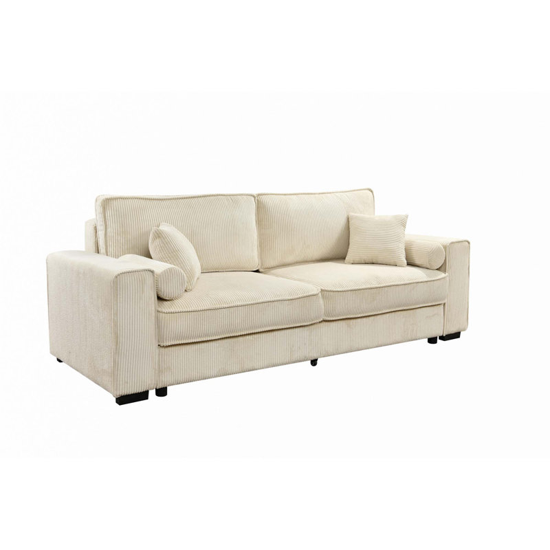 Grand canapé-lit 91 po avec rangement, Beige