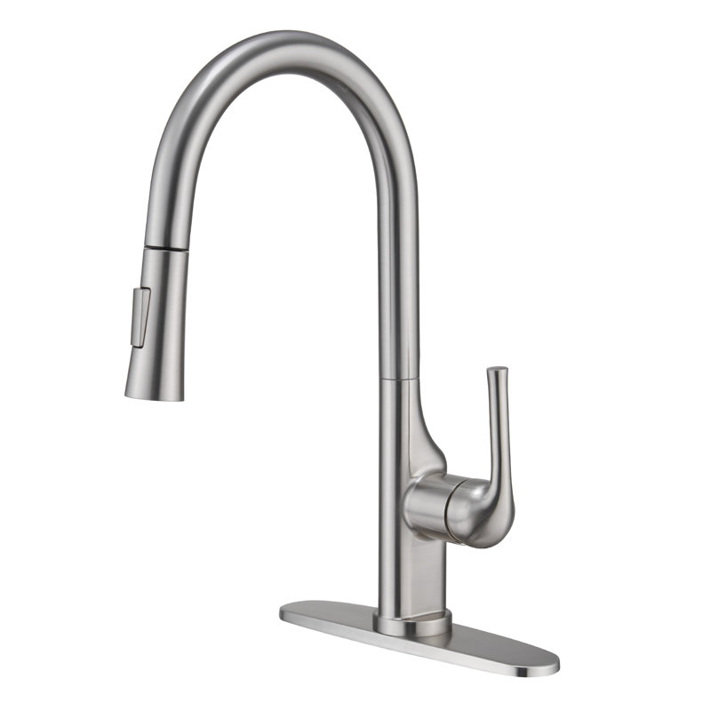 Mondawe Pull Down Kitchen Faucet, Silver